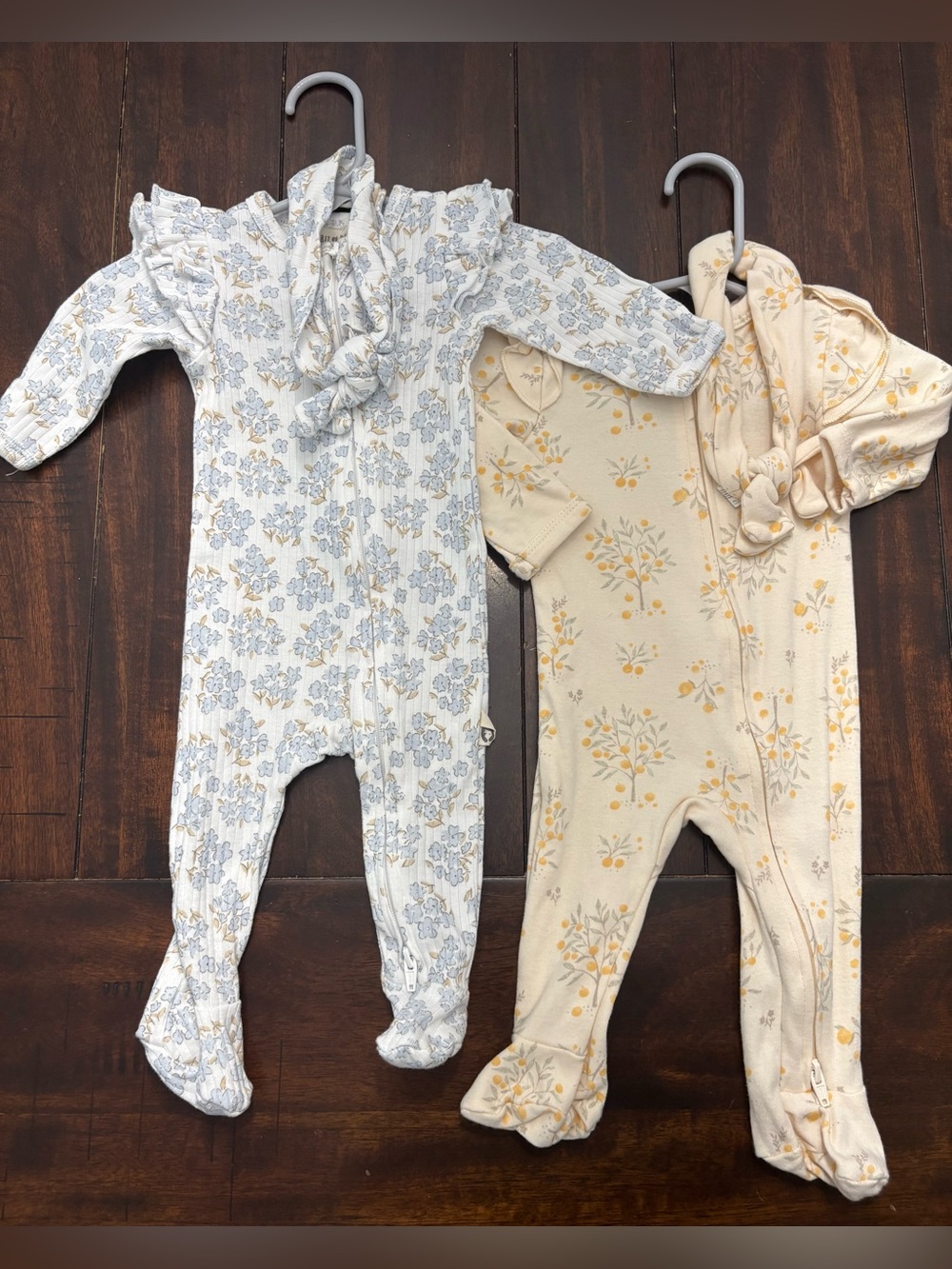 Rabbit Bear Floral Footed Pajamas & Headbands